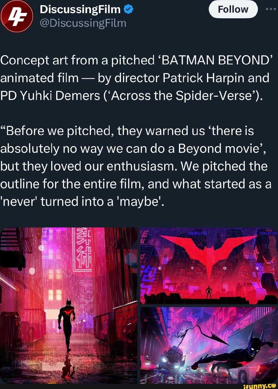 DiscussingFilm @ Follow Concept art from a pitched &lsquo;BATMAN BEYOND 