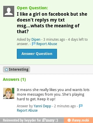 Open Question Ilike A Girl On Facebook But She Msg Whats The Meaning Of That Asked