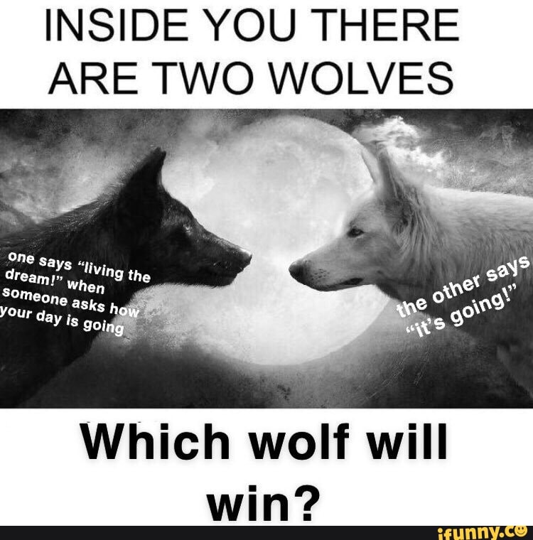 INSIDE YOU THERE ARE TWO WOLVES Which wolf will win? - iFunny