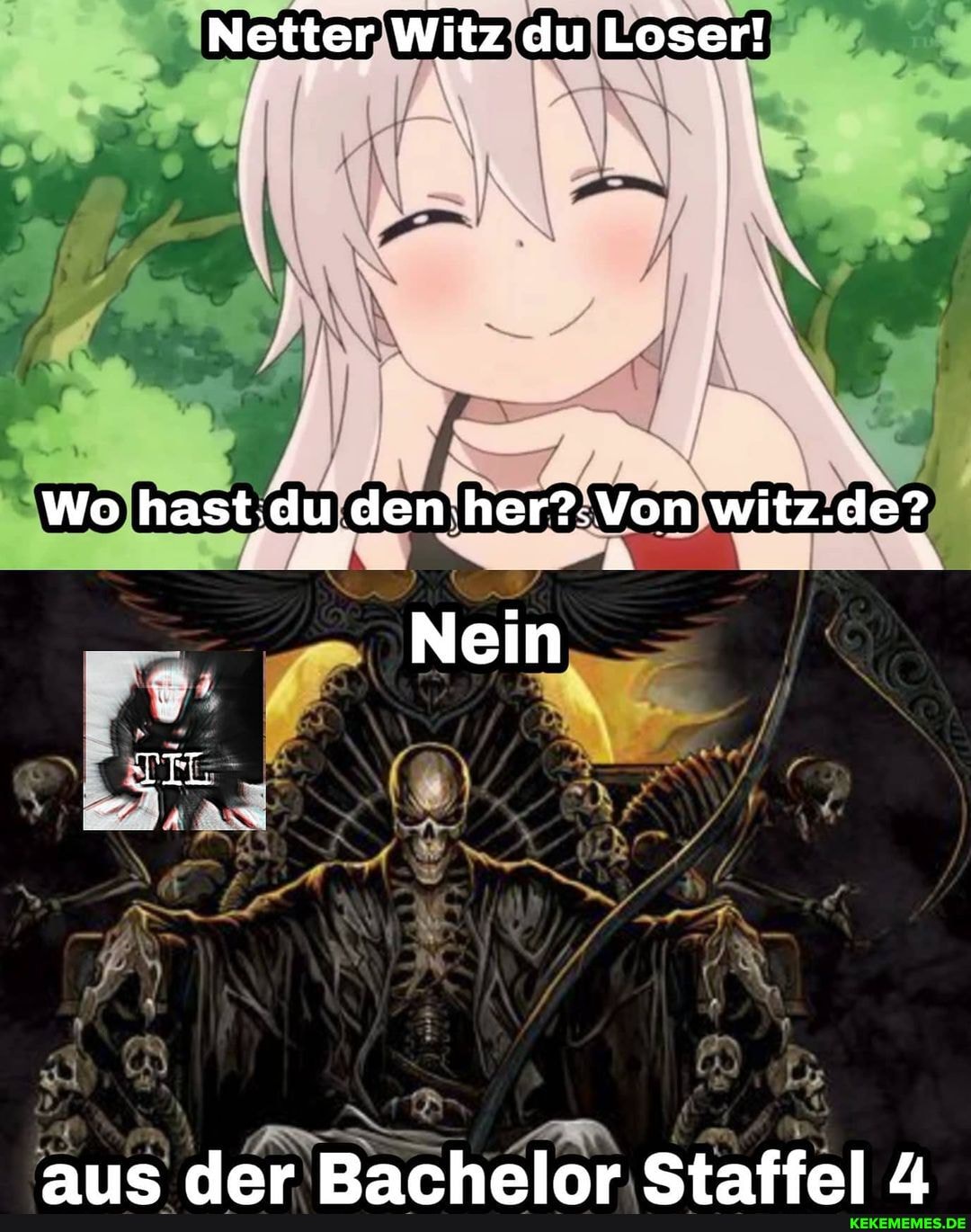 Netter Witz du Loser!
Wo witz.de?
Nein
auc der Rarhalnnr Staffel A