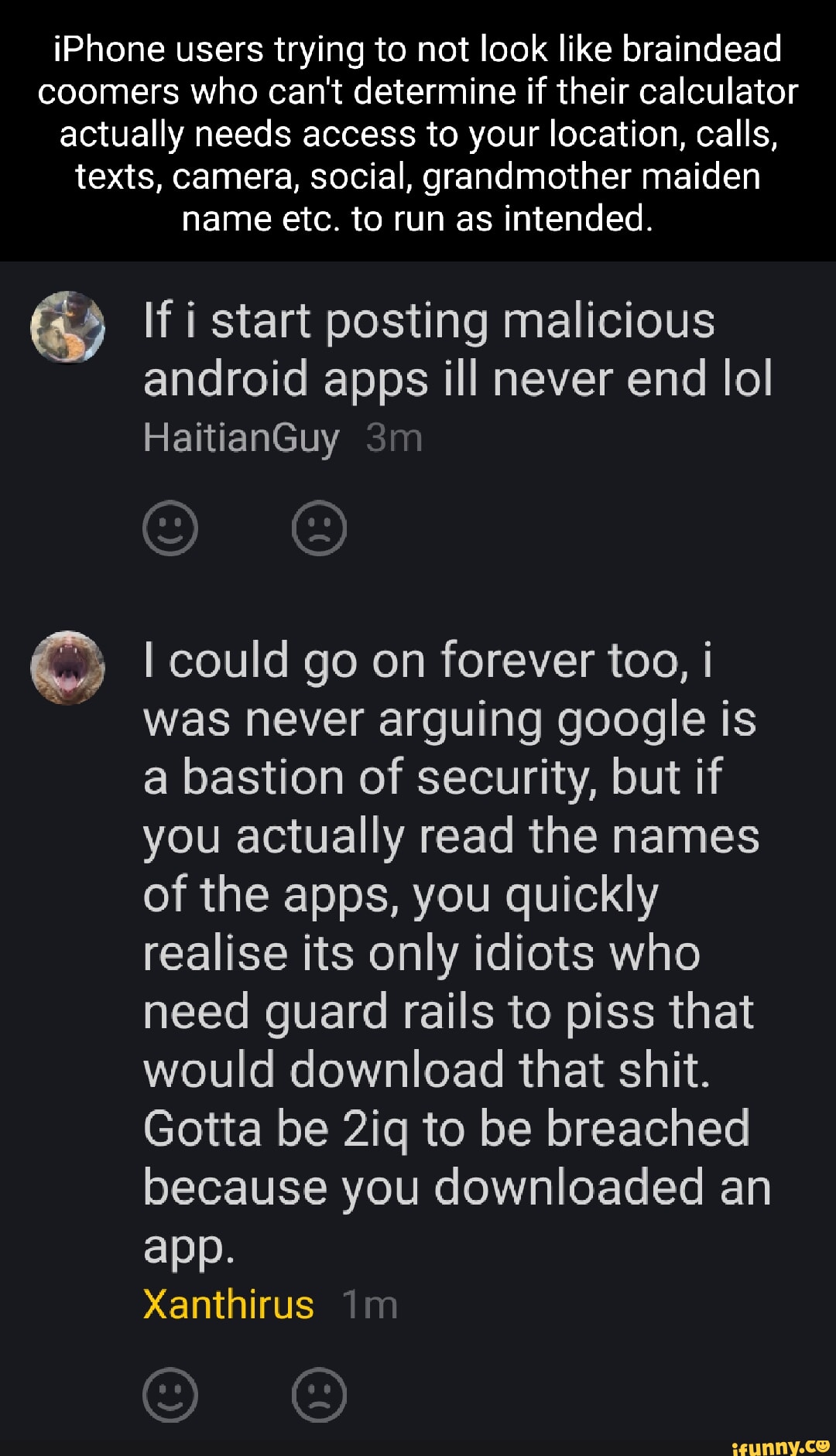 IPhone users trying to not look like braindead coomers who can't