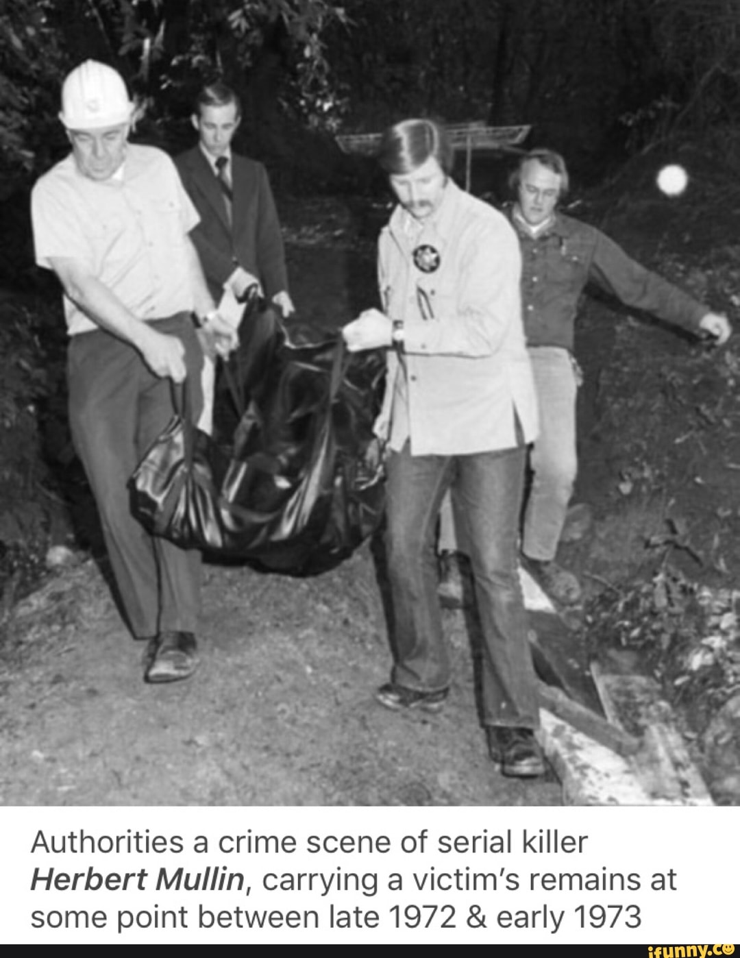 Authorities a crime scene of serial killer Herbert Mullin, carrying a