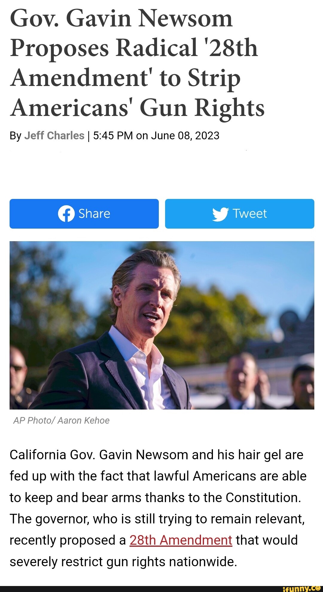 Gov. Gavin Newsom Proposes Radical '28th Amendment To Strip Americans ...