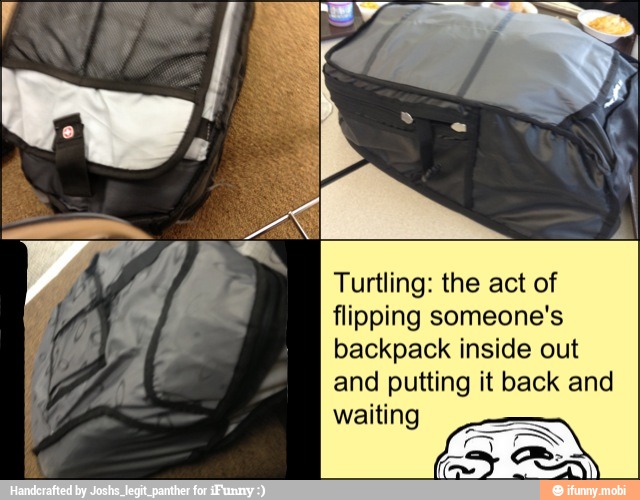 turtling a backpack