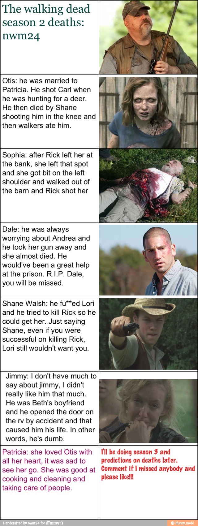 The Walking Dead Season 2 Deaths Otis He Was Married To Patricia He Shot Carl When