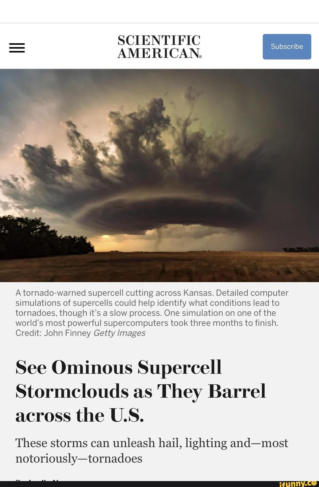 SCIENTIFIC AMERICAN. A tornado warned supercell cutting across Kansas ...
