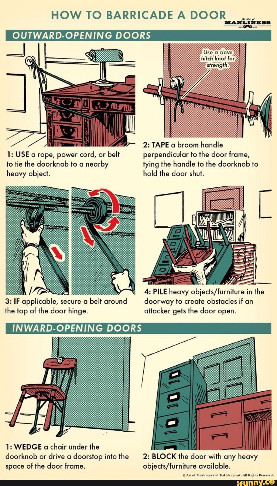 HOW TO BARRICADE A DOOR MANLINESS OUTWARDOPENING DOORS 2 TAPE a broom