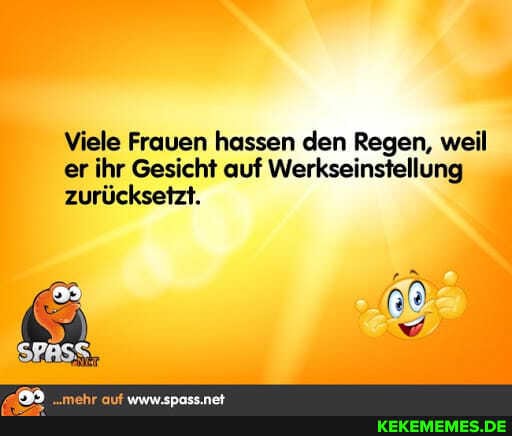 Viele Frauen hassen den Regen, weil er ihr Gesicht auf Werkseinstellung zurücksetzt.
