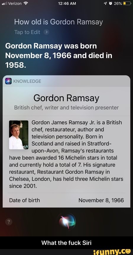 How old is Gordon Ramsay Gordon Ramsay was born November 8,1966 and