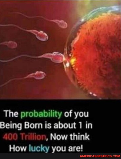 The probability of you Being Born is about 1 in , Now think How lucky ...