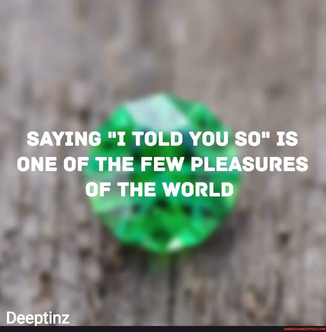 SAYING "I TOLD YOU SO" IS ONE OF THE FEW PLEASURES OF THE WORLD
Naantin