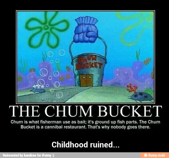 THE CHUM BUCKET Chum is what fisherman use as bait; it's ground up fish