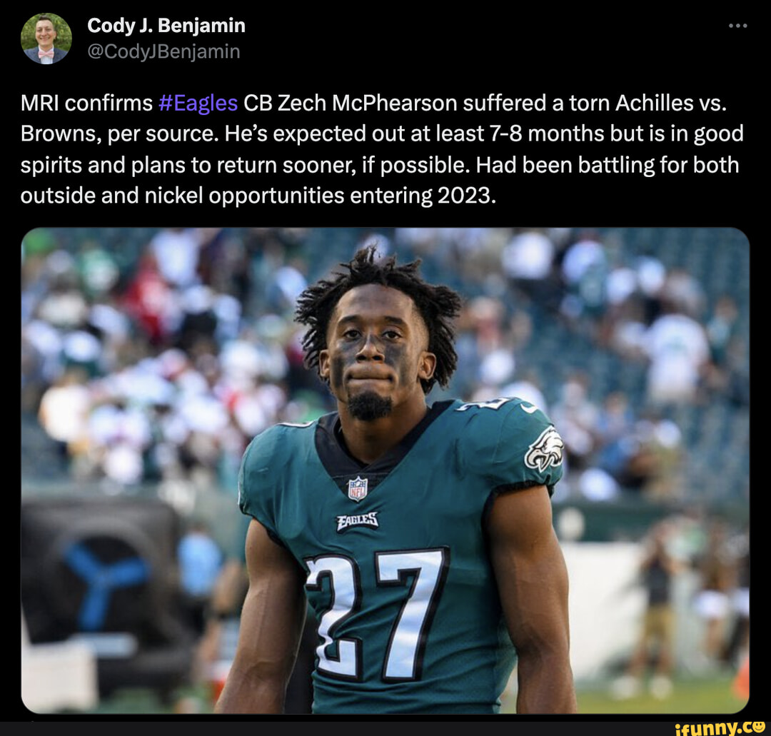 Eagles CB Zech McPhearson tears Achilles tendon, out for 2023 season