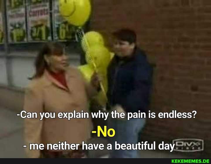 -Can you explain why the pain is endless? -No - me neither have a beautiful day