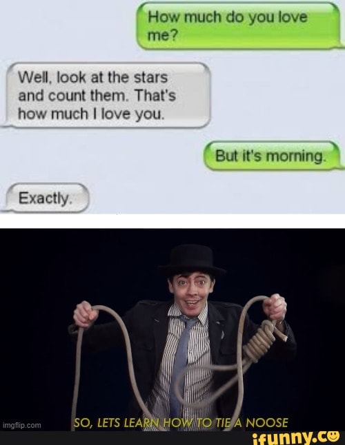 How Much Do You Love Me Well Look At The Stars And Count Them That S How Much I Love You But It S Morning So Lets Noose Exactly
