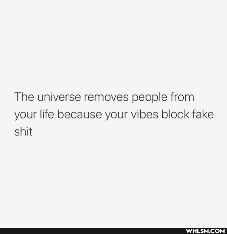 The universe removes people from your life because your vibes block fake shit