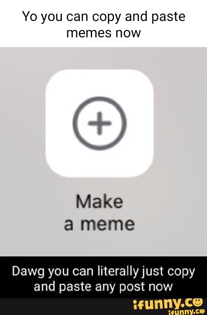 Yo you can copy and paste memes now Make Dawg you can literally just ...