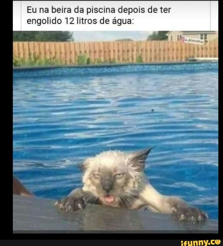 Eu na beira da piscina depois de ter engolido 12 litros de água: