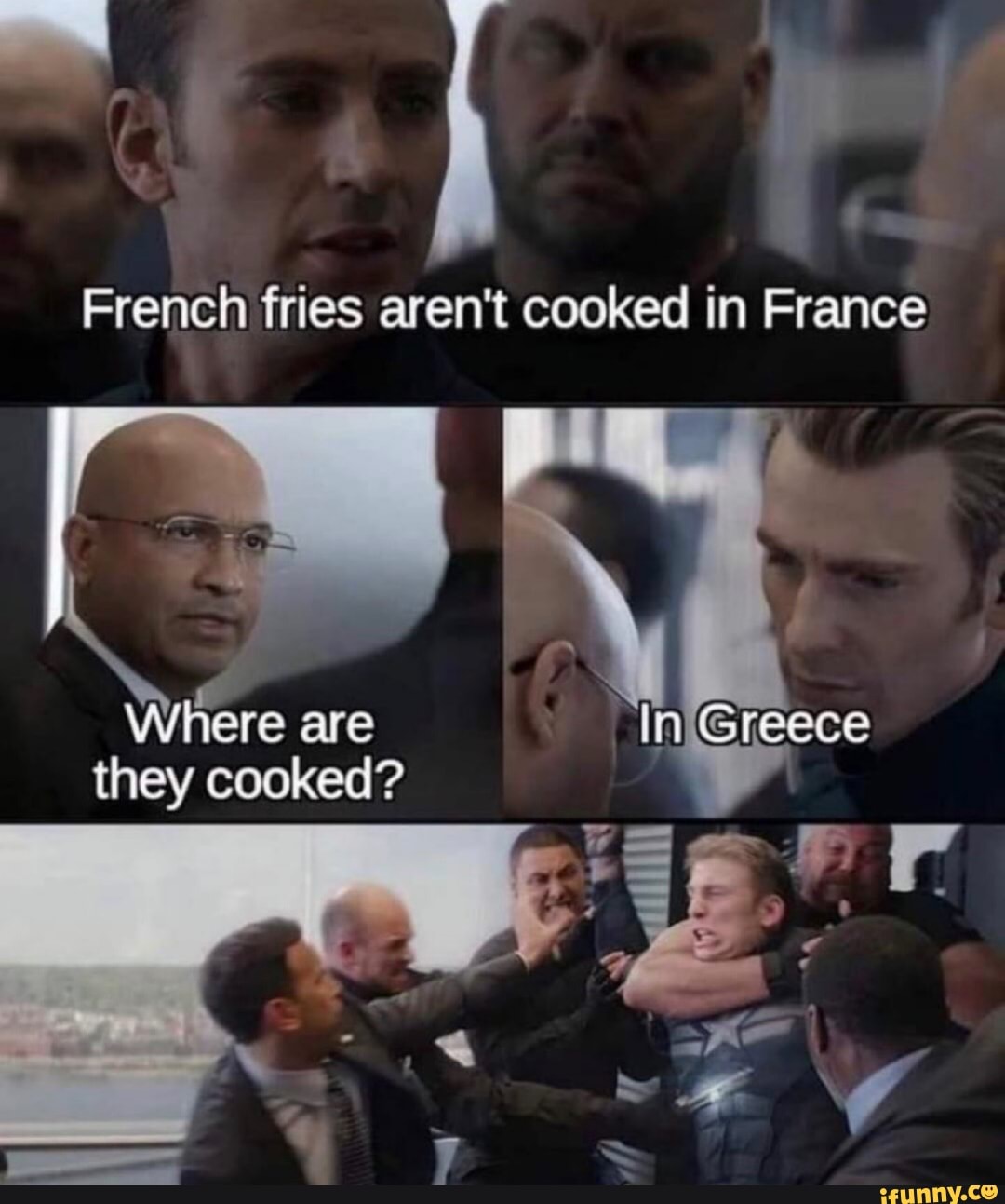 Pp
French fries aren't cooked in France