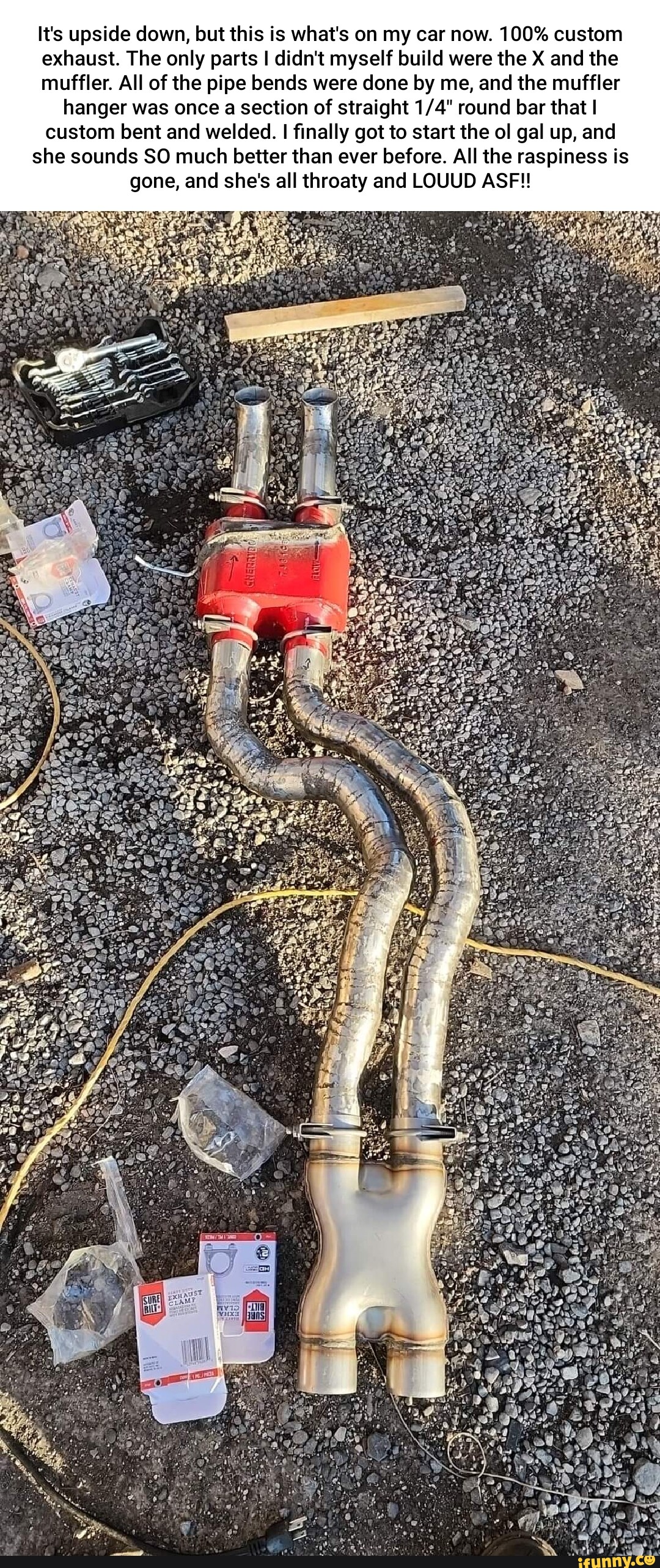 It's upside down, but this is what's on my car now. 100 custom exhaust