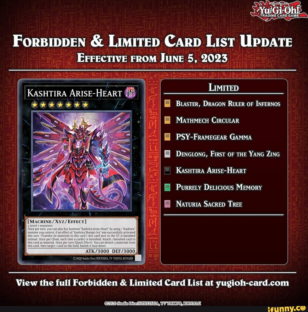 TRADING CARD GAME. FORBIDDEN & LimiteD Carp List UPDATE EFFECTIVE FROM ...