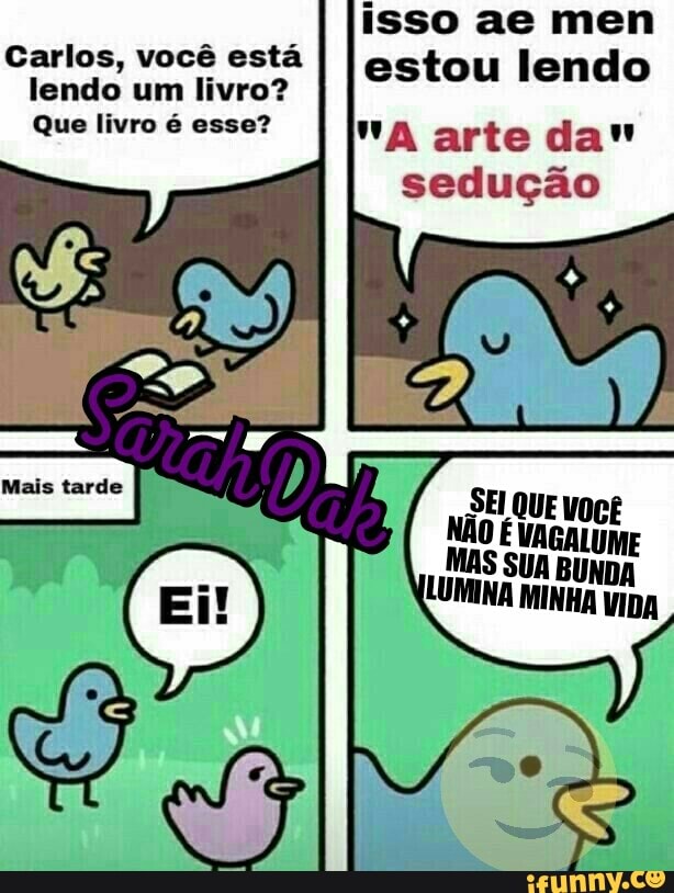 estou lendo
sedução
Carlos, vocé esta
lendo um livro?