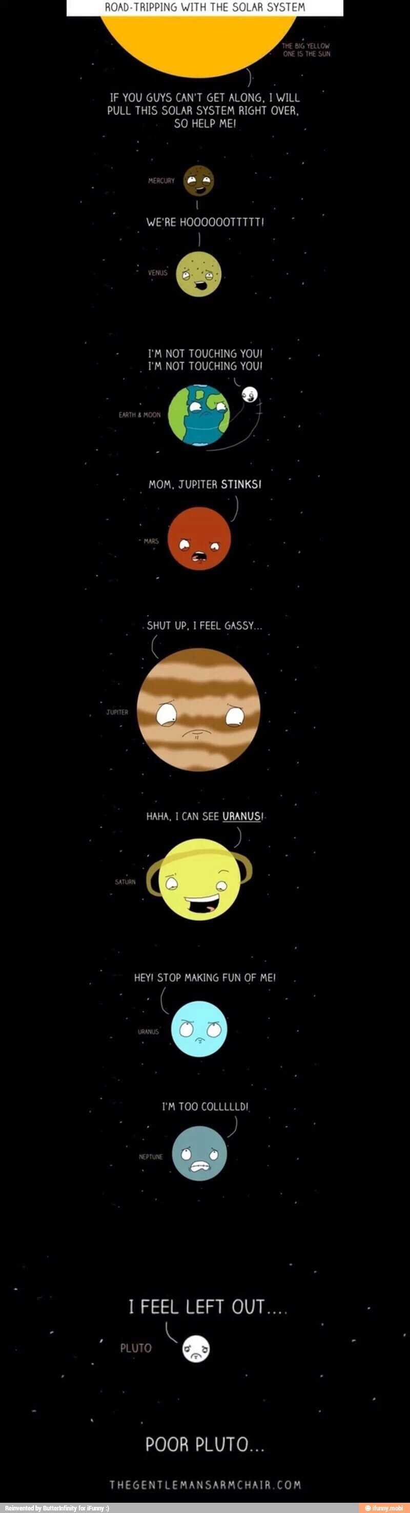 IF YOU GUYS CAN'T GET ALONG, 1 WILL
PULL THIS SOLAR SYSTEM RIGHT OVER,
SO HELP MEI
WE'RE HOOOOOOTTTTT!
I'M NOT TOUCHING YOU!
HAHA, 1 CAN SEE URANUS!