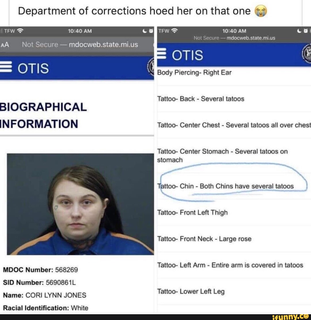Department of corrections hoed her on that one AM AM Secur mdocweb