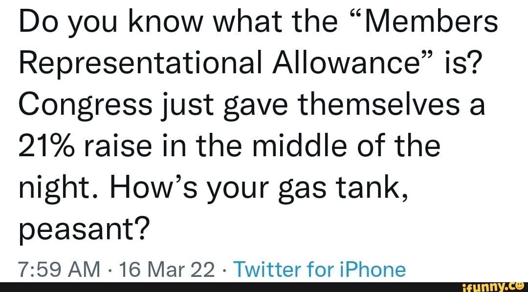 Do you know what the "Members Representational Allowance" is? Congress