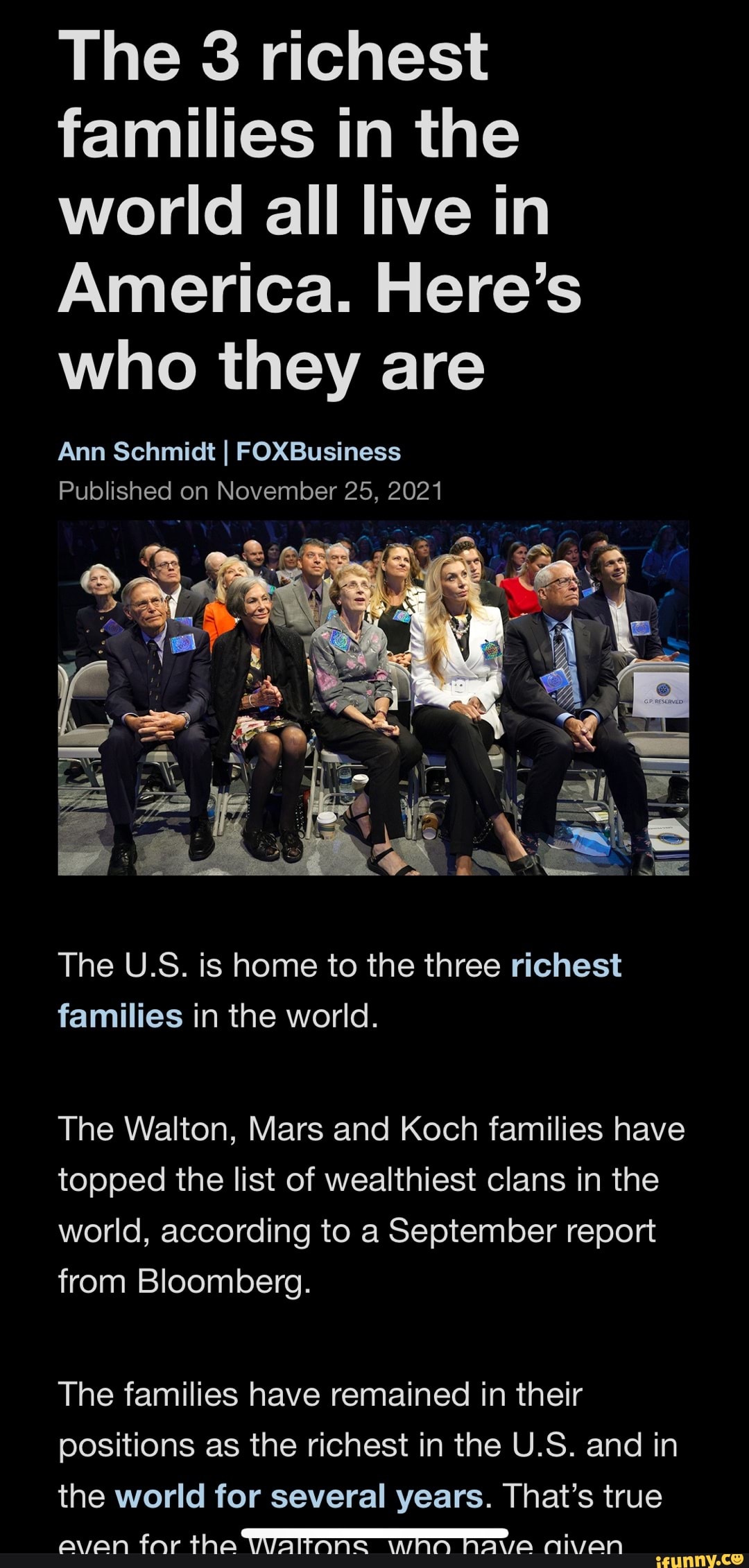 The 3 Richest Families In The World All Live In America. Here's Who ...