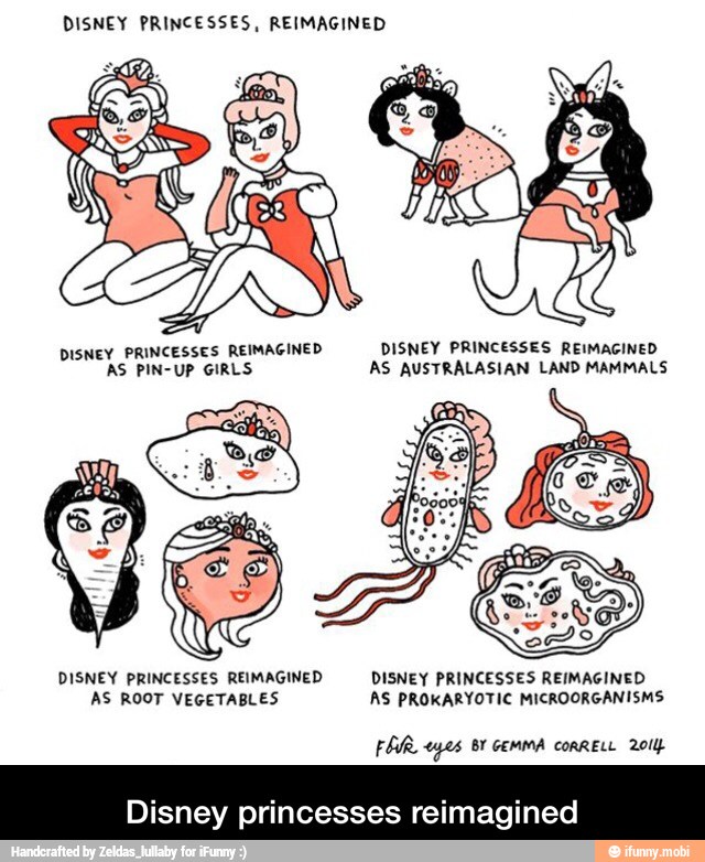 DISNEY PRINCESSES, REIMAGINED
DISNEY PRINCESSES REIMAGINED DISNEY PRINCESSES REIMAGINED
AS PIN-UP GIRLS AS AUSTRALASIAN LAND MAMMALS
DISNEY PRINCESSES REIMAGINED DISNEY PRINCESSES REIMAGINED
AS ROOT VEGETABLES AS PROKARYOTIC MICROORGANISMS
tyes
Disney princesses reimagined - Disney princesses reimagined