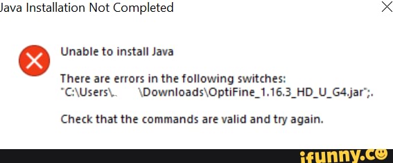 java installation not completed