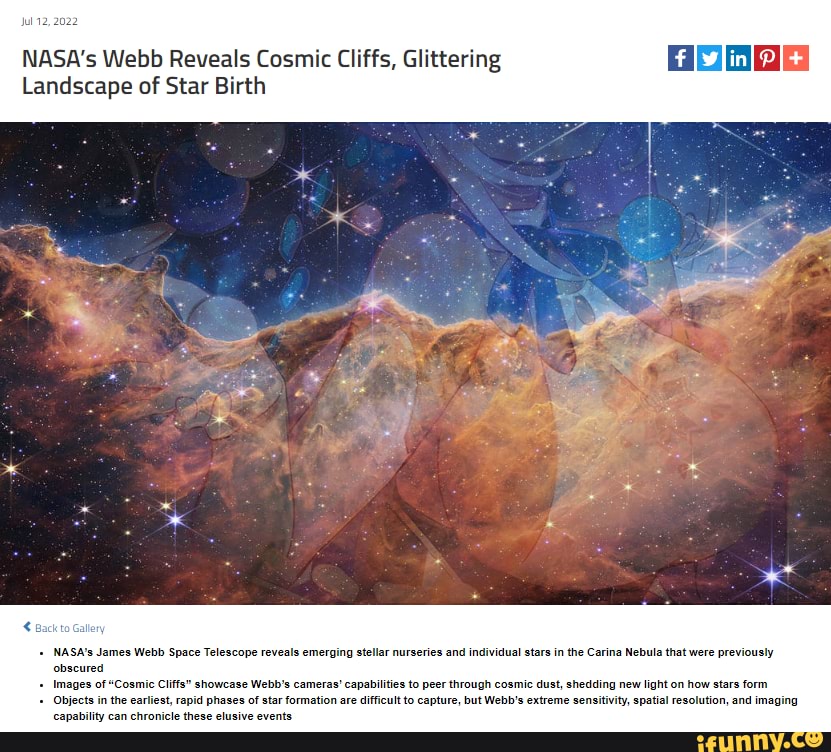 NASA's Webb Reveals Cosmic Cliffs, Glittering Landscape Of Star Birth ...