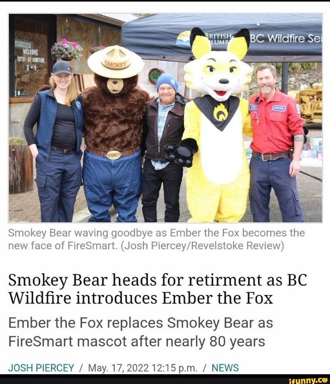 Smokey Bear waving goodbye as Ember the Fox becomes the new face of ...