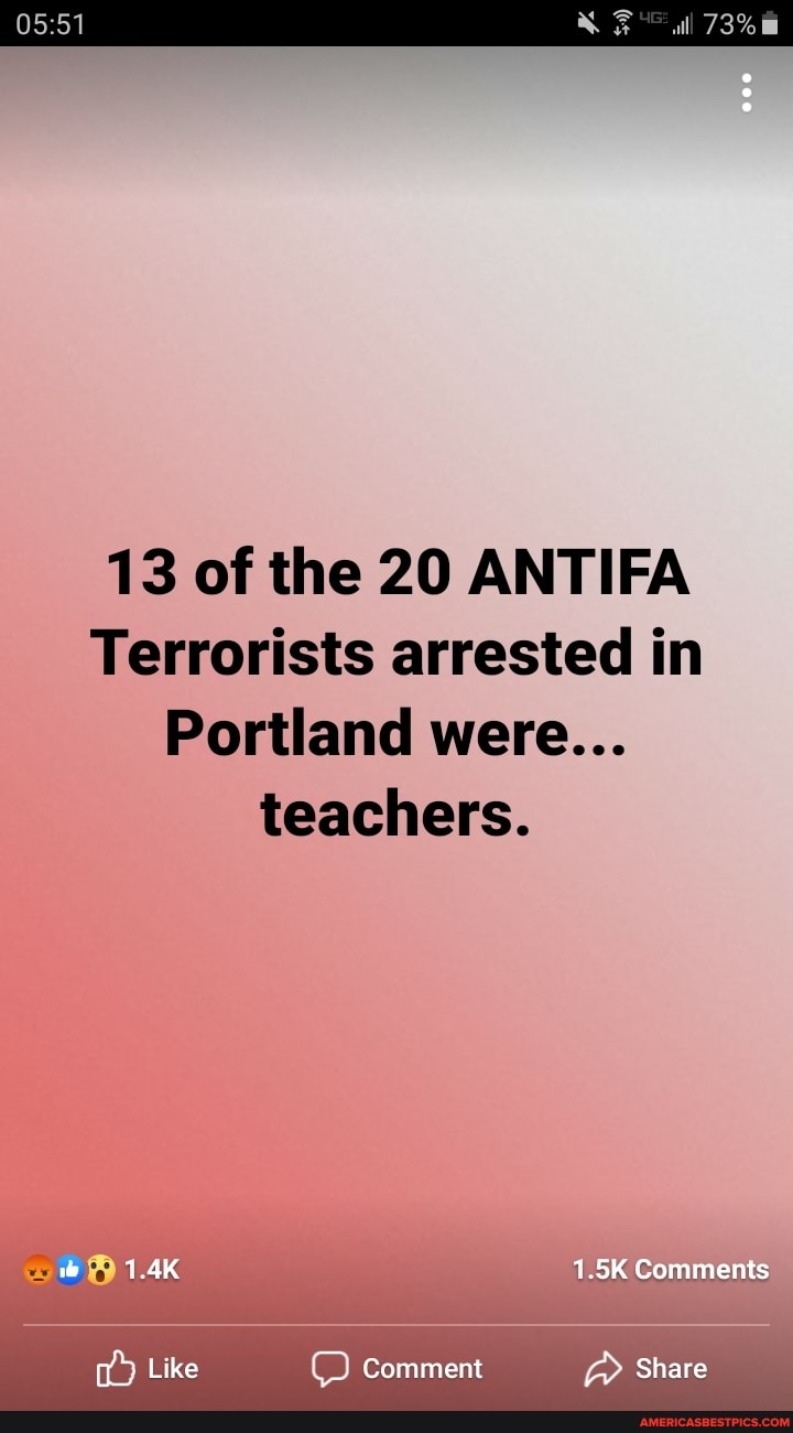 13 of the 20 ANTIFA Terrorists arrested in
Portland were...
teachers.