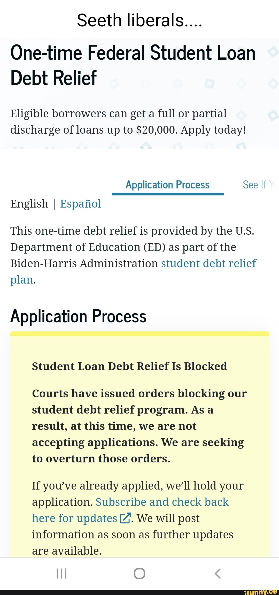 Seeth liberals.... Federal Student Loan Debt Relief Eligible