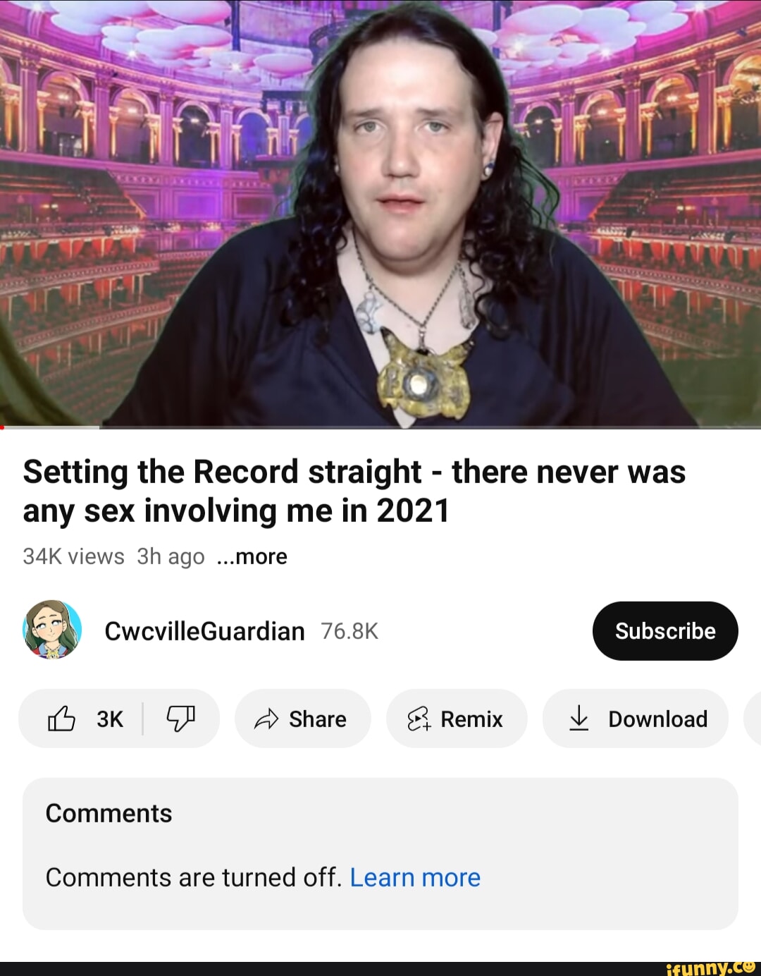 Setting the Record straight - there never was any sex involving me in 2021  views ago ...more CwcevilleGuardian 76.8k Gp > Share Remix Download  Comments Comments are turned off. Learn more - iFunny