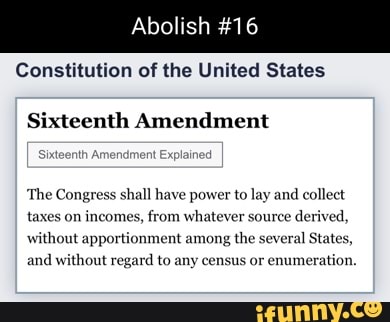 A H #16 Constitution Of The United States Sixteenth Amendment 'The ...