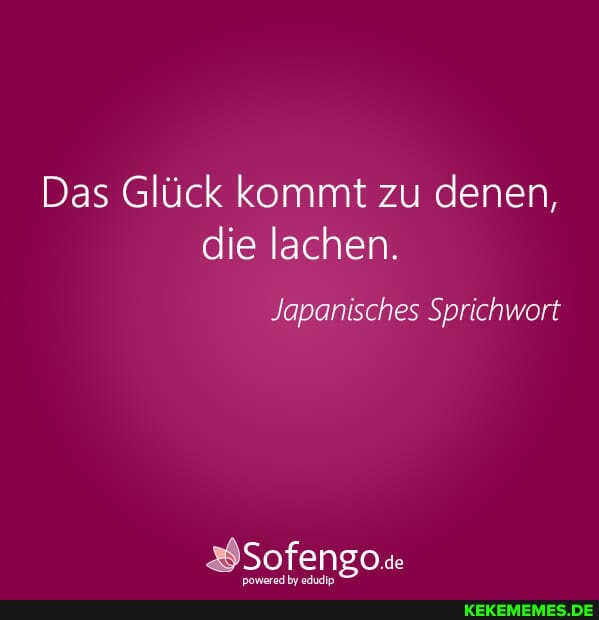 Das Glück kommt zu denen, die lachen.
Japanisches Sprichwort