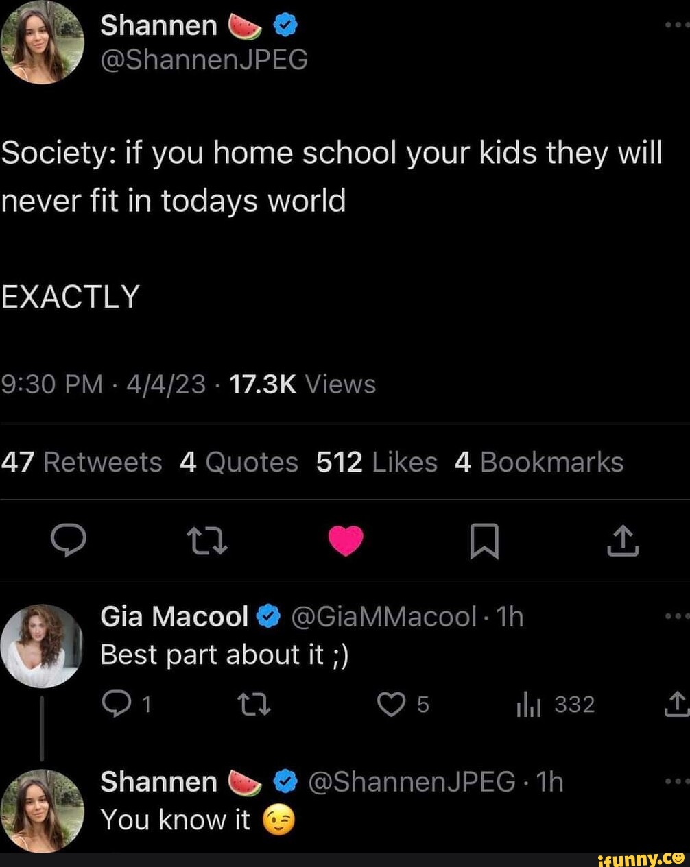 Giamacool Xxx - Shannen @ShannenJPEG Society: if you home school your kids they will never  fit in todays world