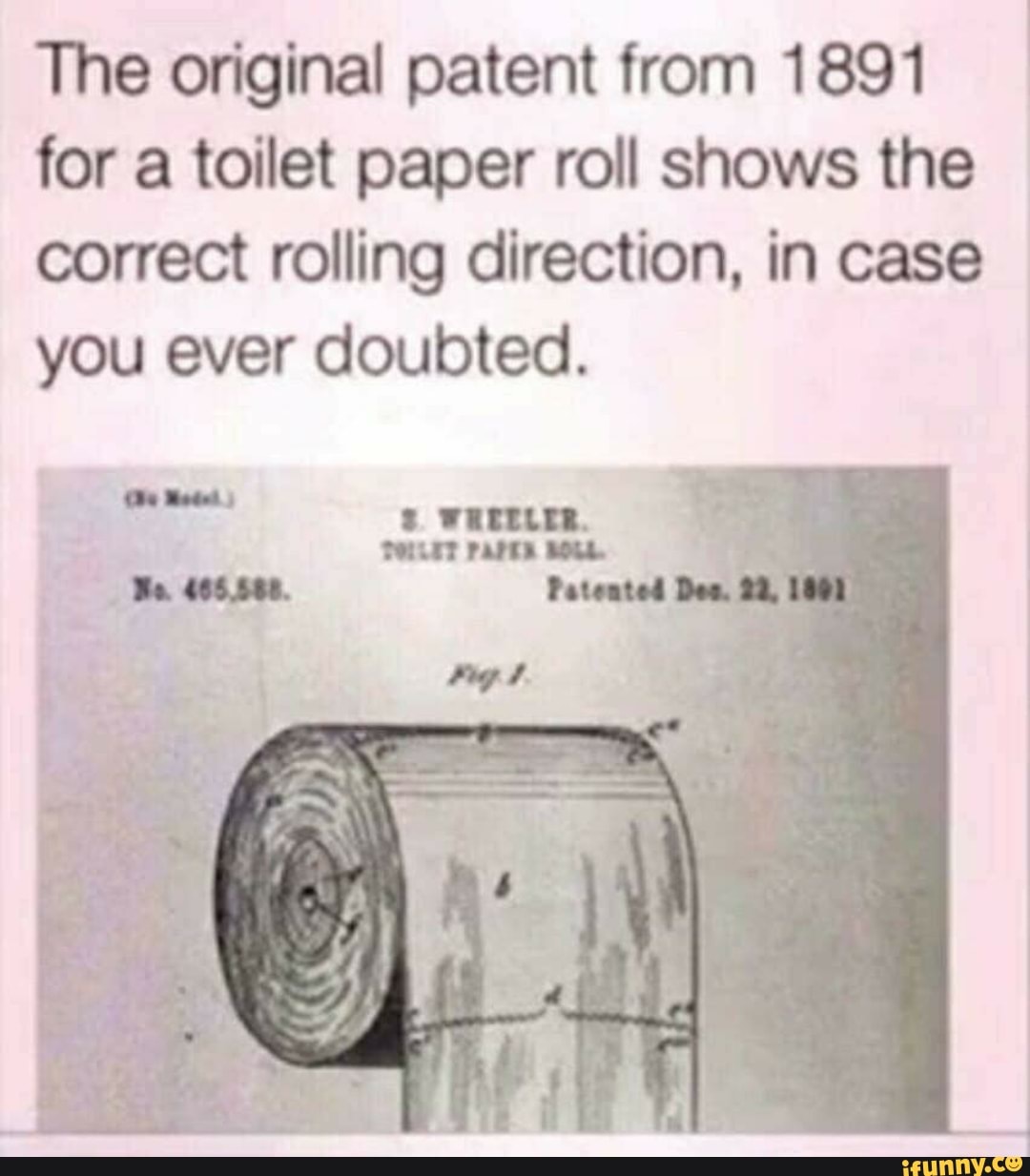 The original patent from 1891 for a toilet paper roll shows the correct ...