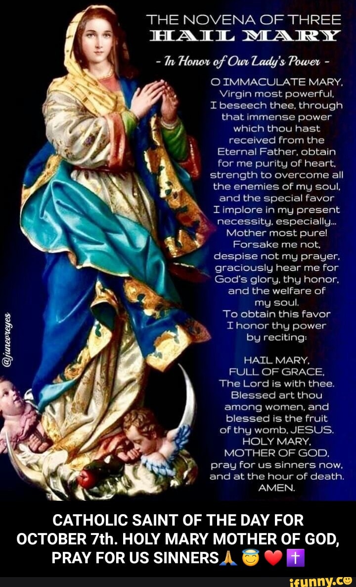 THE NOVENA OF THREE HAIL MARY - In Honor of Our Lady's Power - O ...