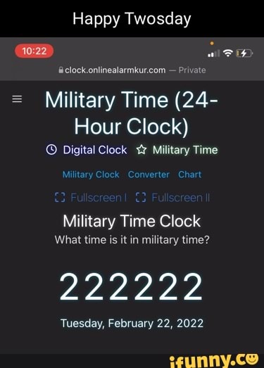 Happy Twosday Private = Military Time (24- Hour Clock) Digital Clock