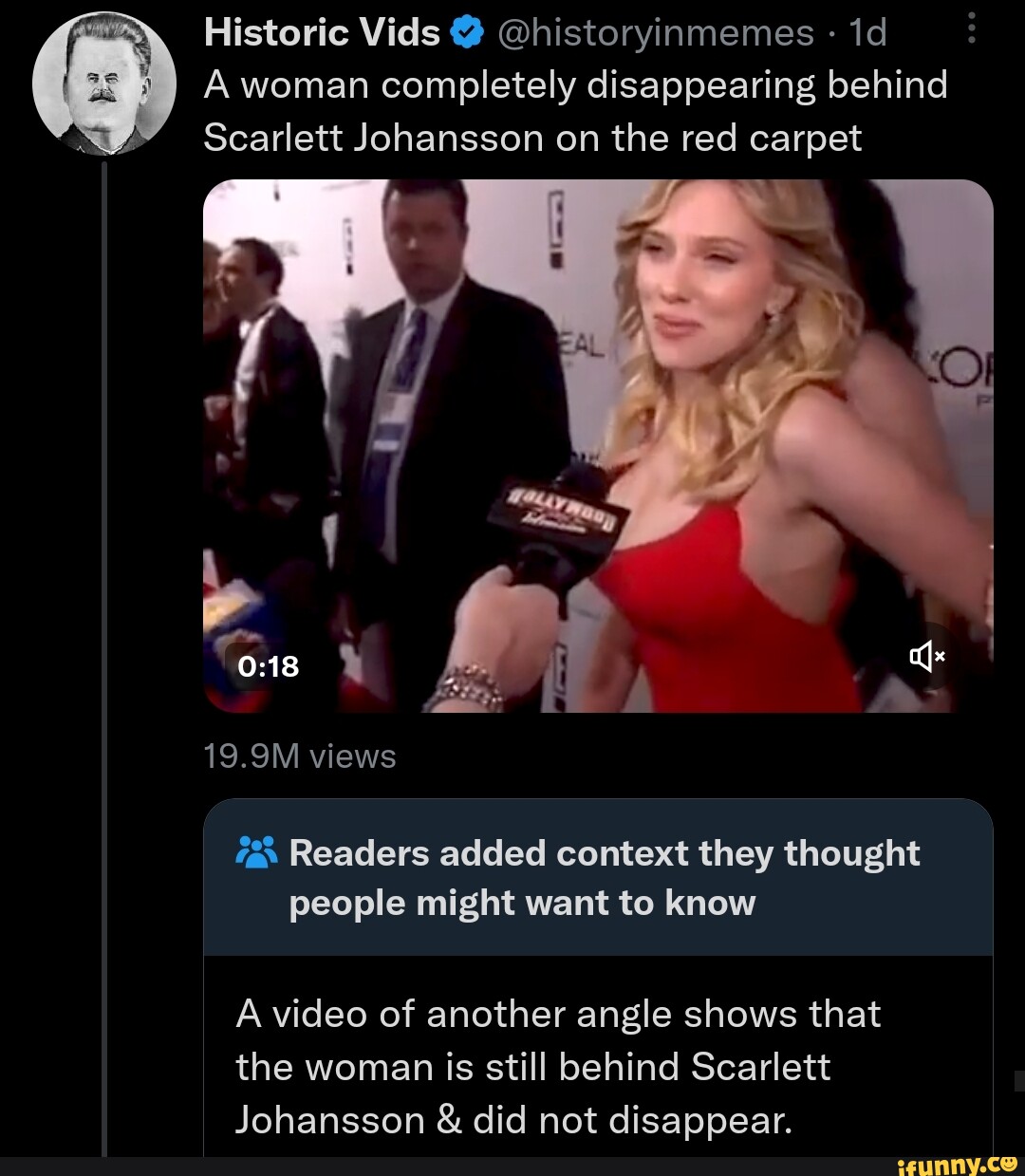 Scarlett Johansson reveals that the woman who disappeared behind her at a  2006 red carpet interview was none other than her mom 😂…