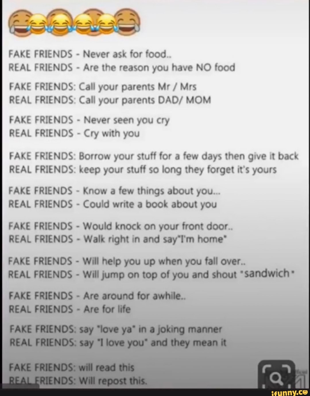 fake friends instagram