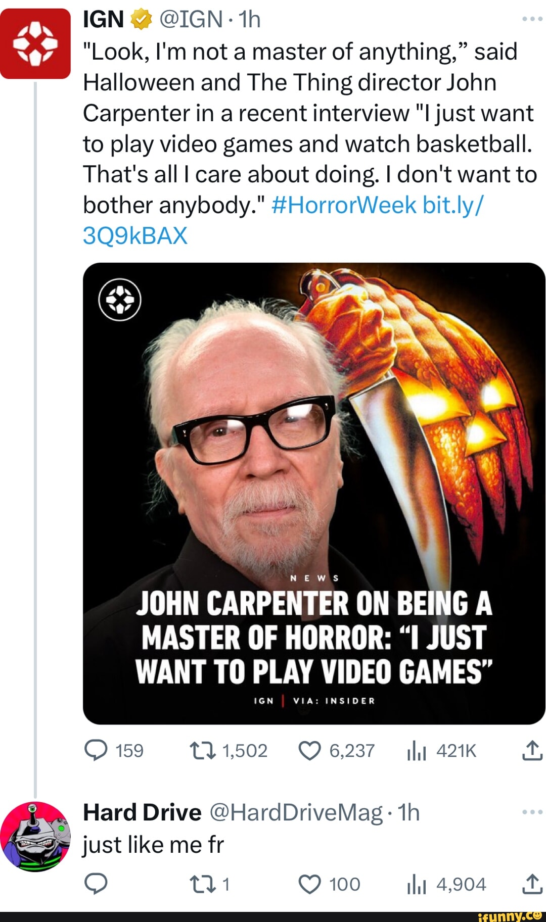 John Carpenter Just Wants to Play Video Games and Watch Basketball