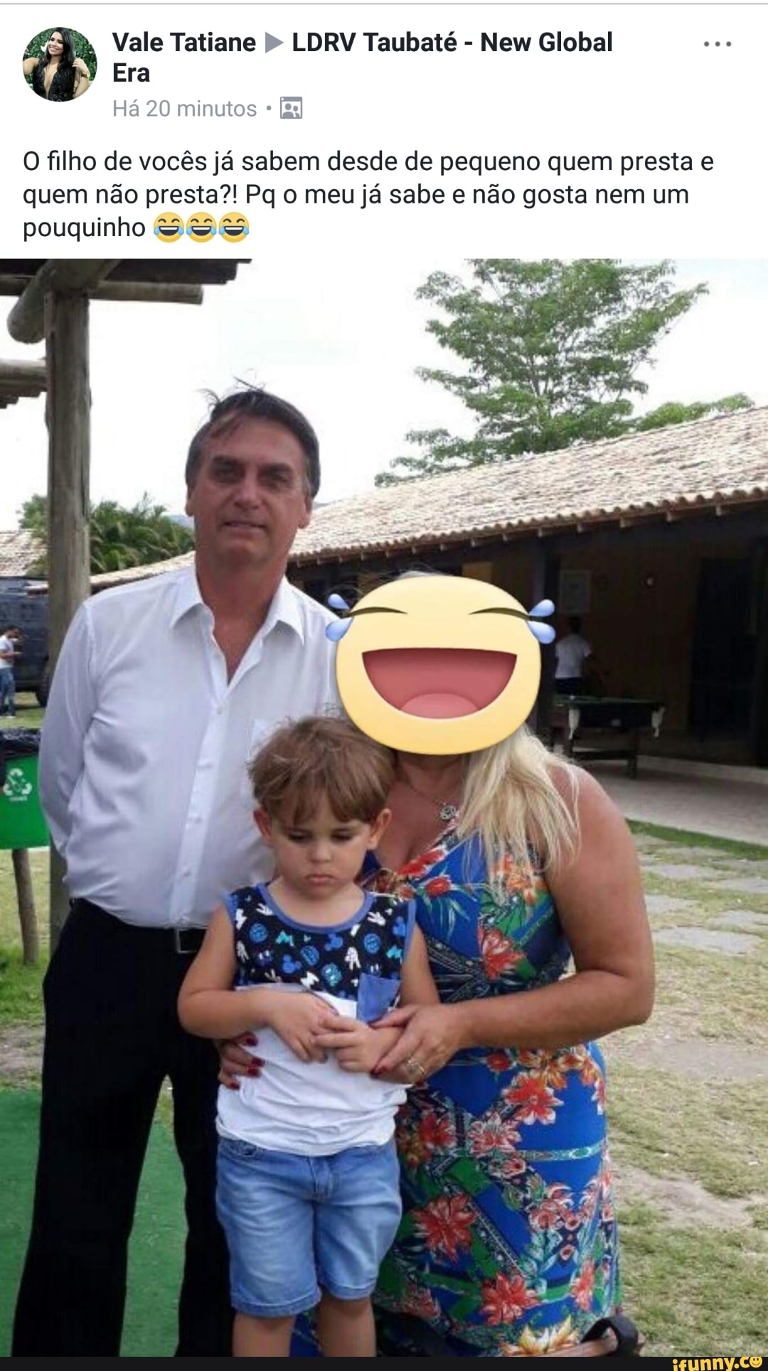 Vale Tatiane LDRV Taubaté
New Global
Era
O filho de vocês já sabem desde de pequeno quem presta e
quem não presta?! Pq o meu já sabe e não gosta nem um
pouquinho SS