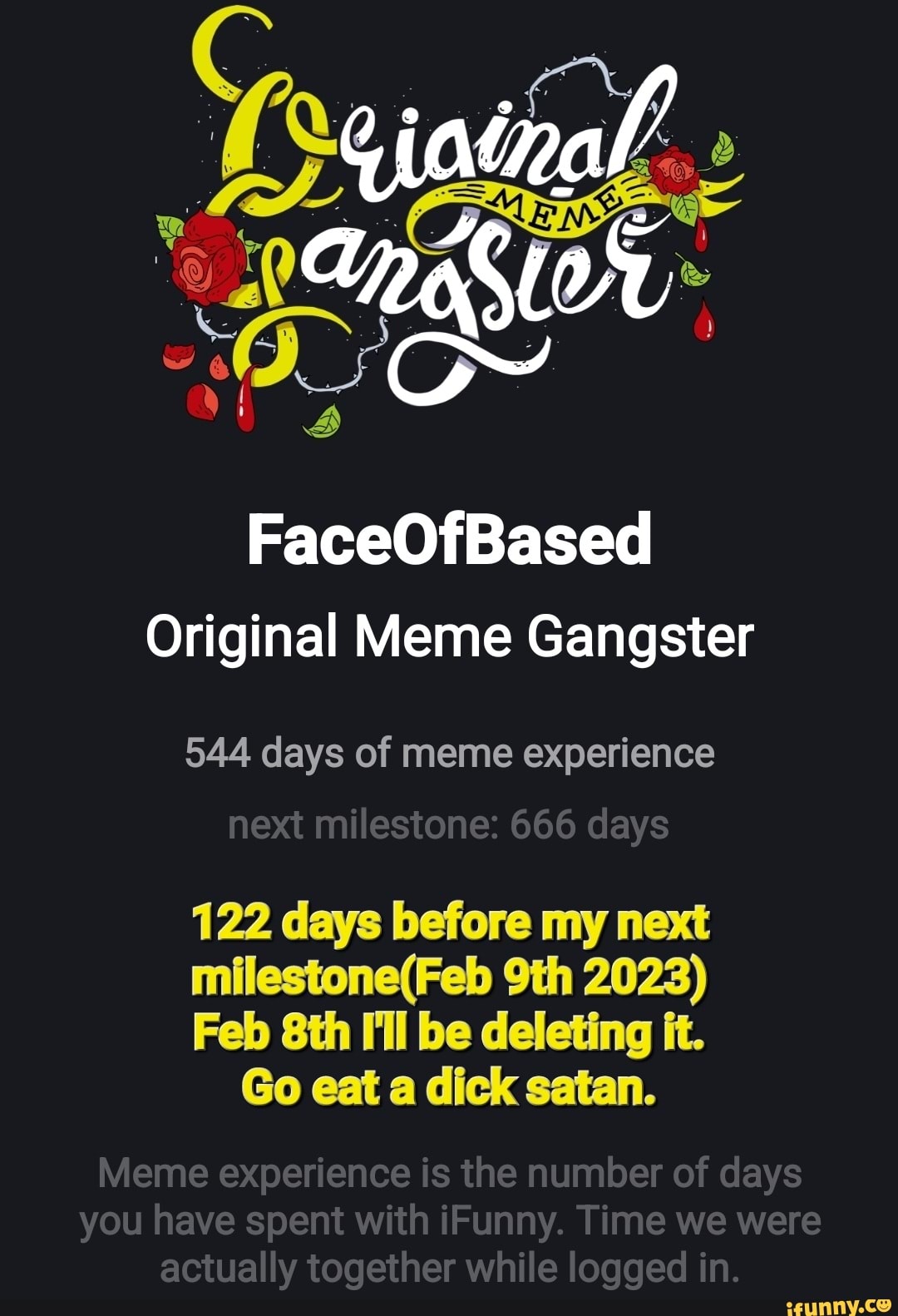 FaceO Original Meme Gangster 544 days of meme experience next milestone