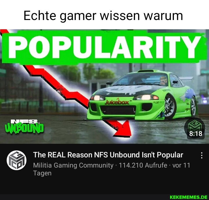 Echte gamer wissen warum I POPULARITY The REAL Reason NFS Unbound Isn't Popular 