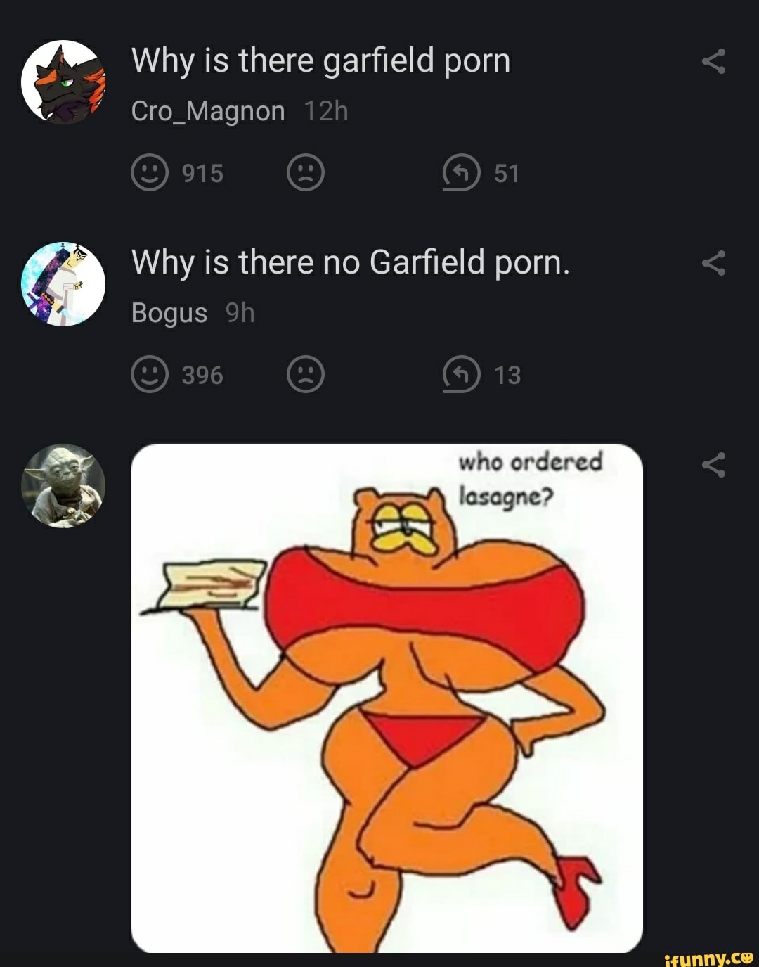 1080px x 1375px - Why is there garfield porn 915 51 Cro_Magnon Why is there no Garfield porn.  Bogus 396 13 who ordered lasagne? - iFunny :)
